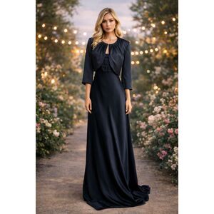 NWT Calvin Klein Navy Blue Gown with Matching Bolero – Size 8